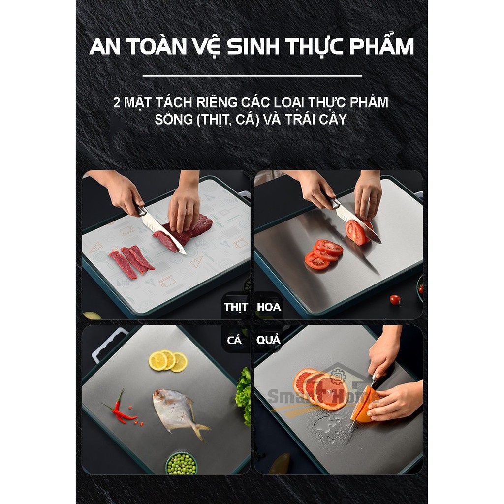 Thớt Inox 304 Kháng Khuẩn Masuto - Thớt Kháng Khuẩn 2 Mặt Chất Liệu Cao Cấp , An Toàn , Chống Nấm Mốc , Rã Đông Nhanh