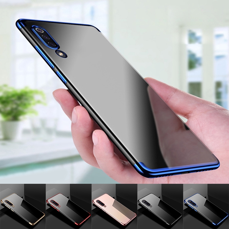 Ốp điện thoại trong suốt viền màu cho Xiaomi Redmi 7A Note 7 K20 Pro Pocophone F1 Mi 9 8 Lite A1