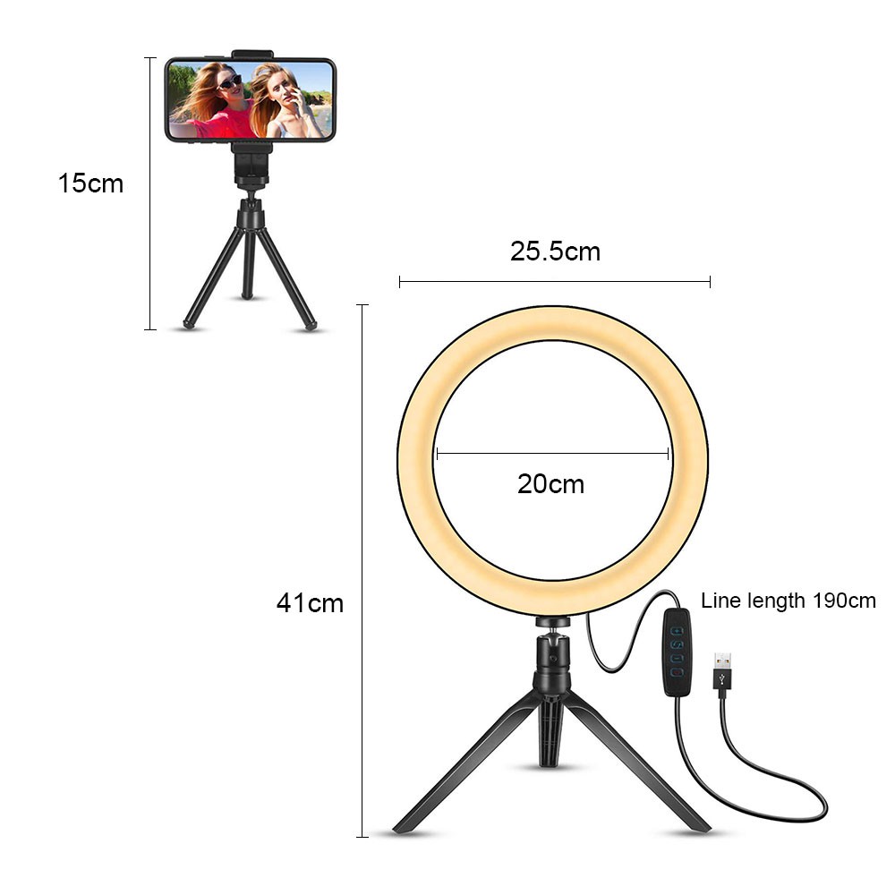 Đèn 26cm live stream chân để bàn livestream make up trang điểm Size 26cm chân để bàn