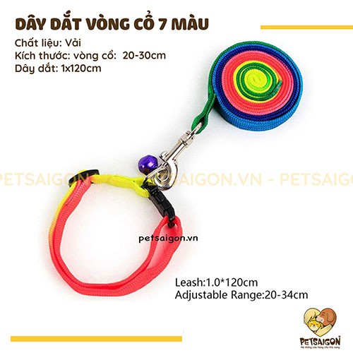 DÂY DẮT VÒNG CỔ 7 MÀU CHO CHÓ MÈO