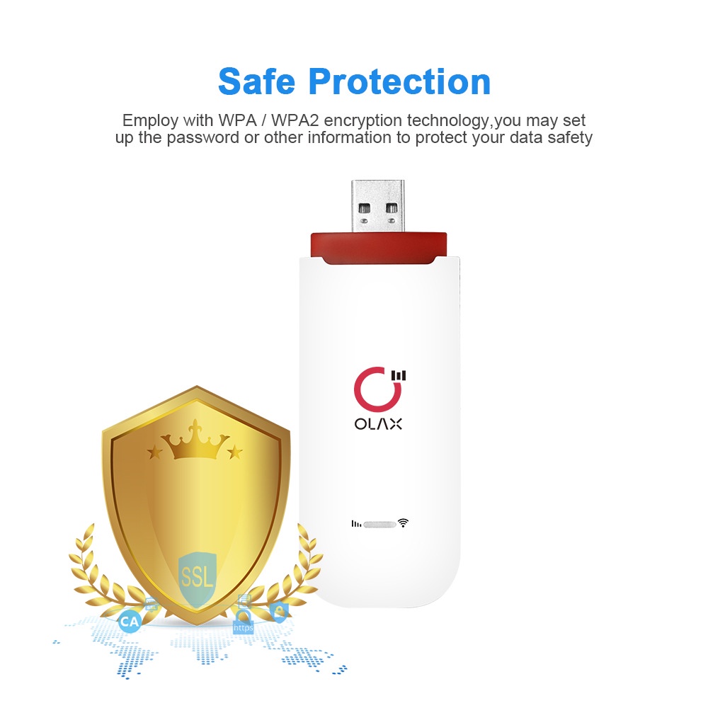 Usb phát wifi 4G Olax U90 đa mạng tốc độ 150Mb,kết nối 10 thiết bị cùng lúc có khe cắm ăng ten, sử dụng đa mạng