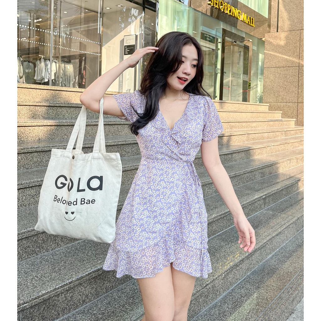 Đầm Jily - Đầm đắp chéo phối bèo