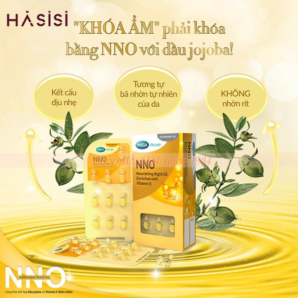 Viên Dưỡng Khóa Ẩm Da Ban Đêm NNO NOURISHING NIGHT OIL ENRICHED WITH VITAMIN E (3 vỉ x 10 viên/hộp)