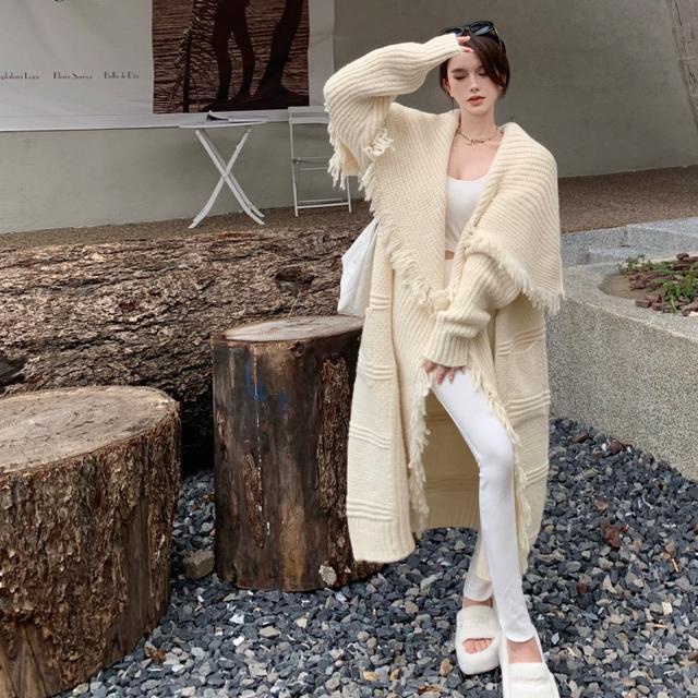 Áo Choàng Len Cardigan Cao Cấp Phối Tua Rua Thời Trang Thu Đông Hàn Quốc 2022 Mới