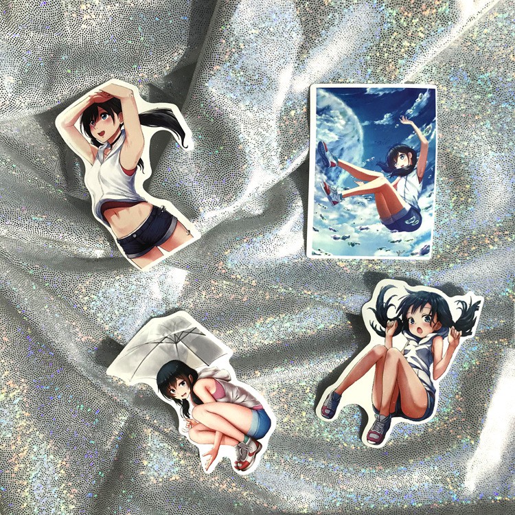 Miếng dán Sticker Anime Manga Tenki no Ko ( Đứa con thời tiết) trọn bộ 50 hình - In rõ ràng sắc nét khó tróc