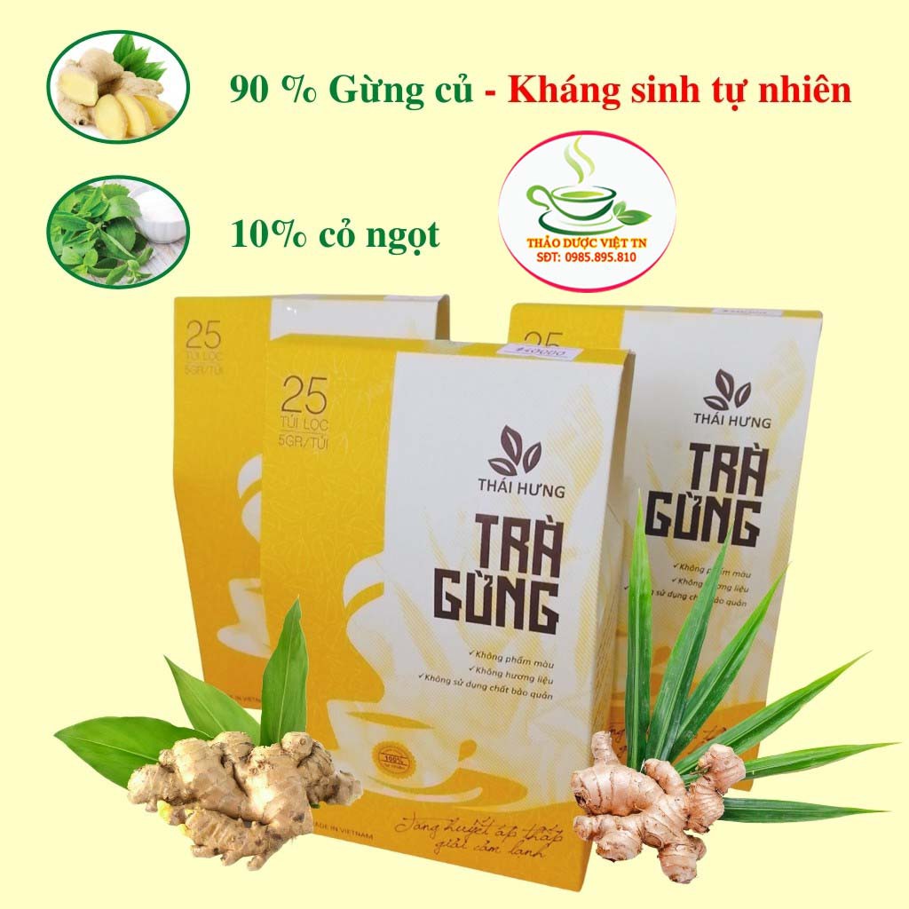 Trà Gừng Thái Hưng Giải Cảm Lạnh Tăng Huyết Áp Thấp Hộp 25 Túi Lọc 5g - Hàng Chính Hãng | BigBuy360 - bigbuy360.vn