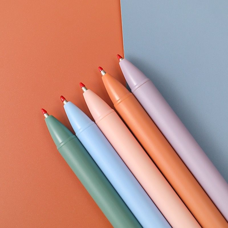 Bút gel mực đen ngòi 0,5mm vỏ pastel retro nhám