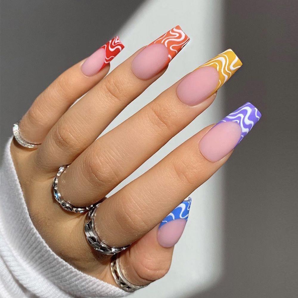 Bộ 24 Móng Tay Giả Múa Ba Lê Che Phủ Toàn Diện Có Thể Tháo Rời