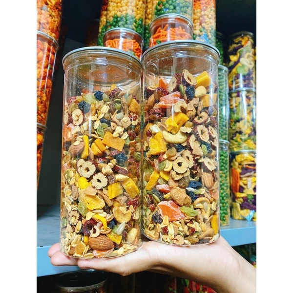 Ngũ cốc granola siêu hạt và hoa quả sấy, đồ ăn vặt Poppy, hũ pet 500gr