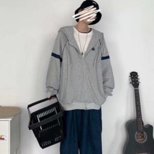 Áo Khoác Hoodie Phối Khóa Kéo áo khoác bóng chày nam Phong Cách Hàn Quốc Đơn Giản Thời Trang áo khoác varsity jacket unisex from rộng áo bóng chày nữ