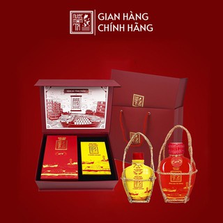 [Mua 1 tặng 1]Hộp Quà Đậm Đà Tình Thân 1 Nước Mắm Tĩn Tôm Biển 60N 500ml/Tĩn Và 1Tĩn Nước Mắm Tĩn Cá Cơm Vàng 250 ml/Tĩn