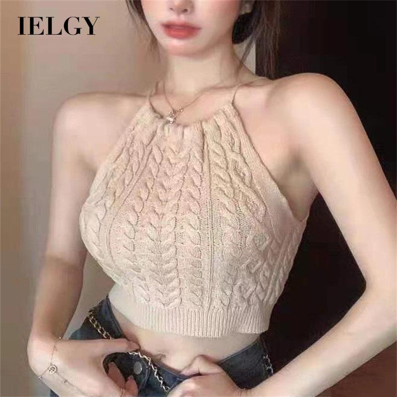 IELGY    Áo Dệt Kim Hai Dây Cột Dây Thời Trang Quyến Rũ Cho Nữ