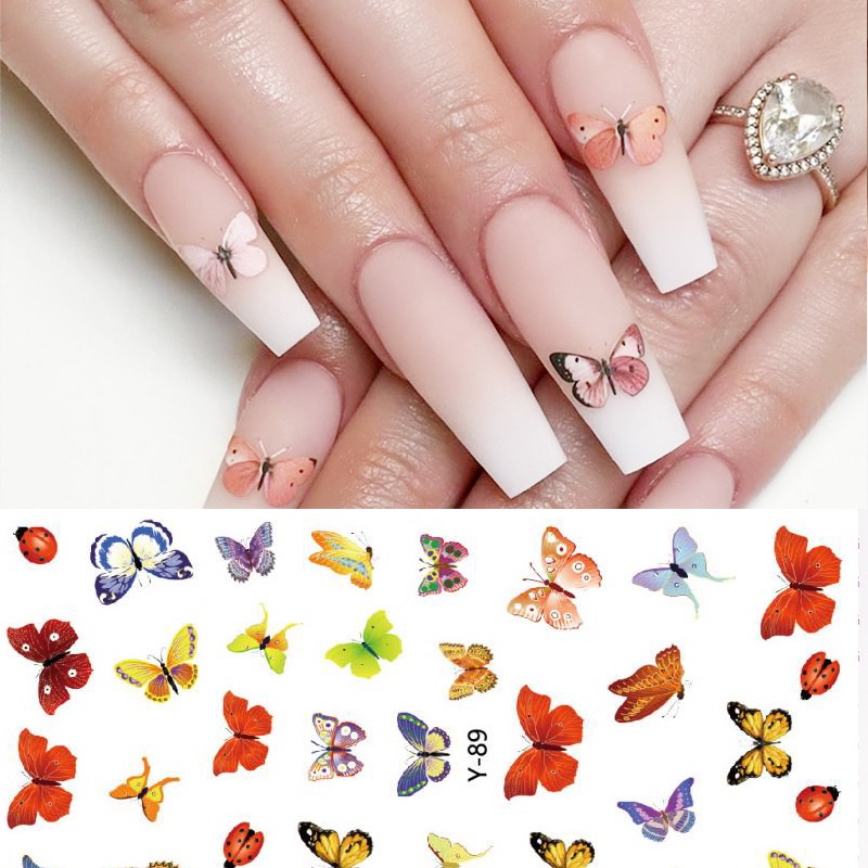 [Hàng mới về] Miếng dán móng tay họa tiết bướm phong cách ngẫu nhiên