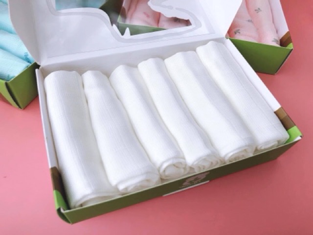 Khăn sữa sợi tre Mipbi siêu mềm 3 lớp (6 khăn / hộp)