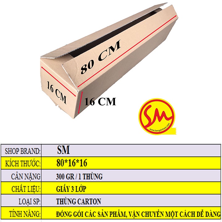 80x16x16 THÙNG CARTON, HỘP GIẤY CARTON DÀI 3 lớp  sóng B chuyên dùng ĐÓNG GÓI CÁC SẢN PHẨM, VẬN CHUYỂN MỘT CÁCH DỄ DÀNG