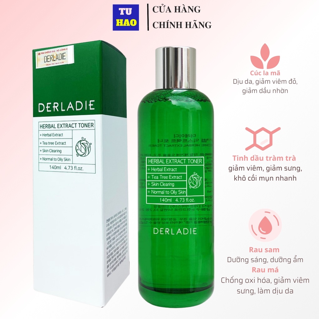 Nước hoa hồng giảm viêm, giảm mụn tràm trà DERLADIE HERBAL EXTRACT 140ml - Từ Hảo | BigBuy360 - bigbuy360.vn