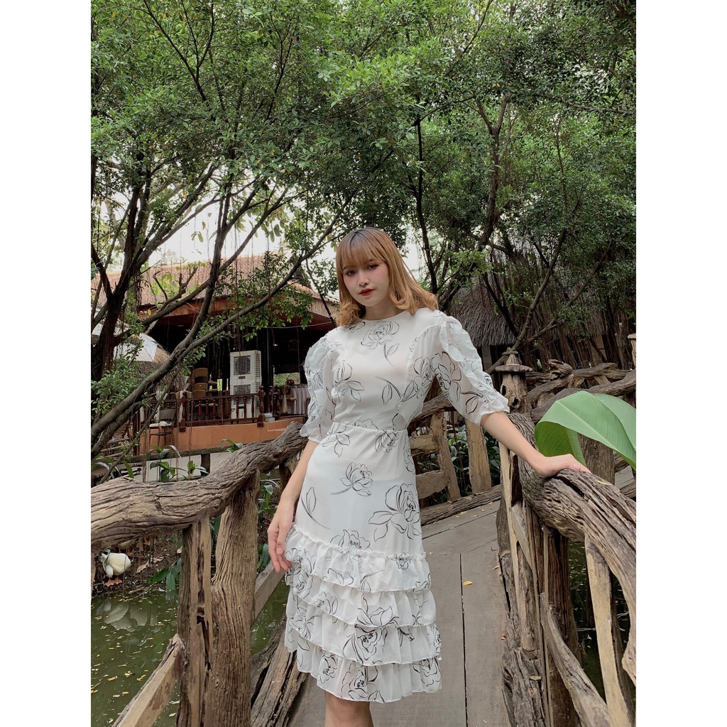 đầm voan bèo tay hở lưng | BigBuy360 - bigbuy360.vn