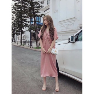 Váy lụa nhung xoắn ngực - Hàng đẹp