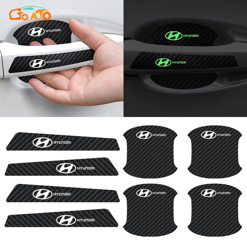 GTIOATO Bộ Bảo Vệ Tay Nắm Cửa ô Tô Sợi Carbon Bộ Bảo Vệ Bát Cửa Gương Hậu Xe HơI MiếNg DáN ChốNg XưỚC Phụ KiệN Ô Tô Cho Hyundai Accent Kona I10 I30 I20 Elantra Sonata Tucson SantaFe Creta Veloster NEXO Venue