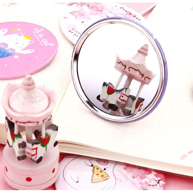 [HOT DEAL 1K] GƯƠNG MINI HÀN QUỐC TRÒN SIÊU DỄ THƯƠNG TIỆN LỢI