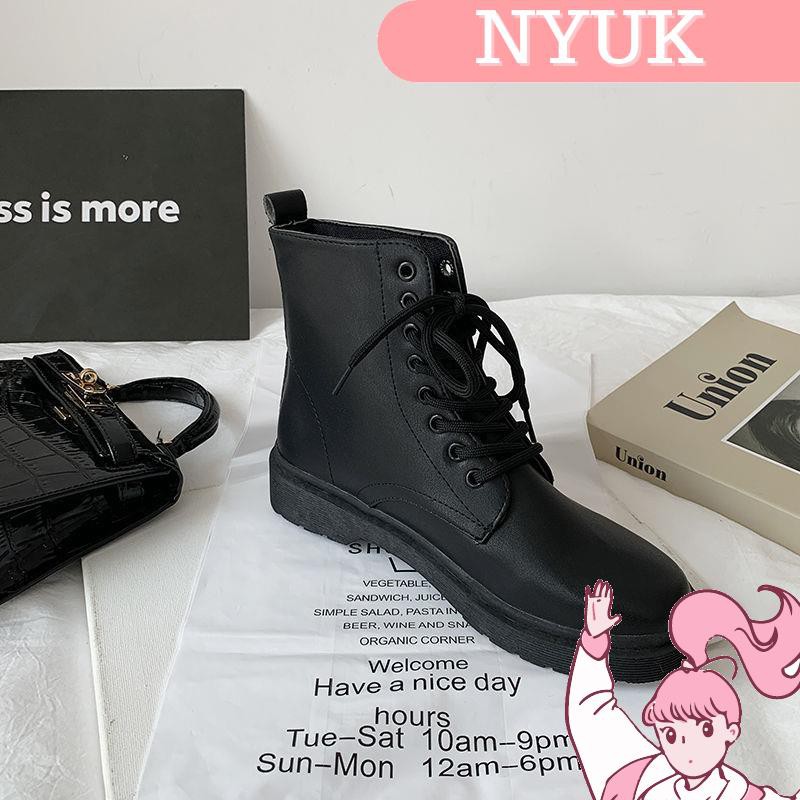 【Giao hàng 24H】 NYUK Martin boots British style new wild high-top thick-soled short