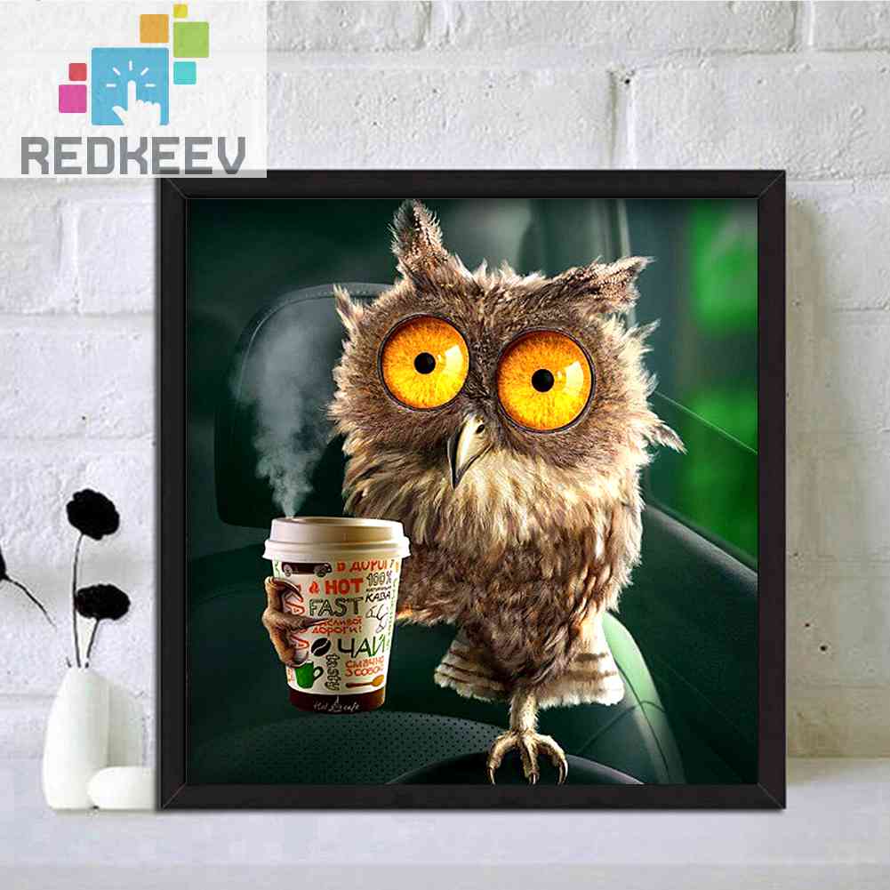 Bộ Tranh Đính Đá 5D DIY Hình Chim Cú Vui Nhộn Toàn Diện