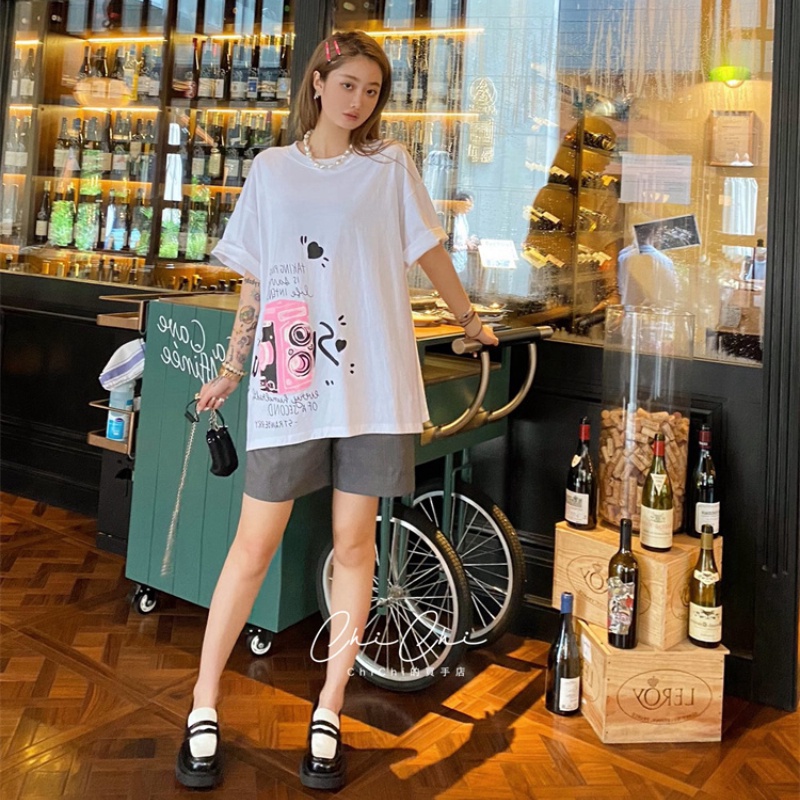 NRVP Áo Thun Cotton Tay Ngắn Cổ Tròn Màu Trơn Thời Trang Dành Cho Nữ