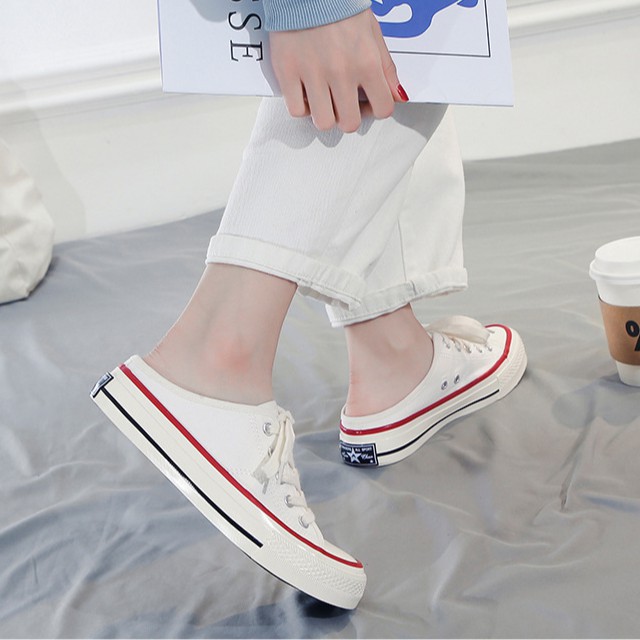 Giày Lười Vải Canvas Phong Cách Hàn Quốc 2021 Cho Nữ