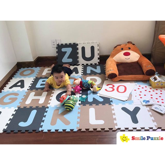 THẢM XỐP CAO CẤP CHO BÉ SMILE PUZZLE - CHỮ CÁI PASTEL - KHÔNG MÙI - TIÊU CHUẨN CHÂU ÂU