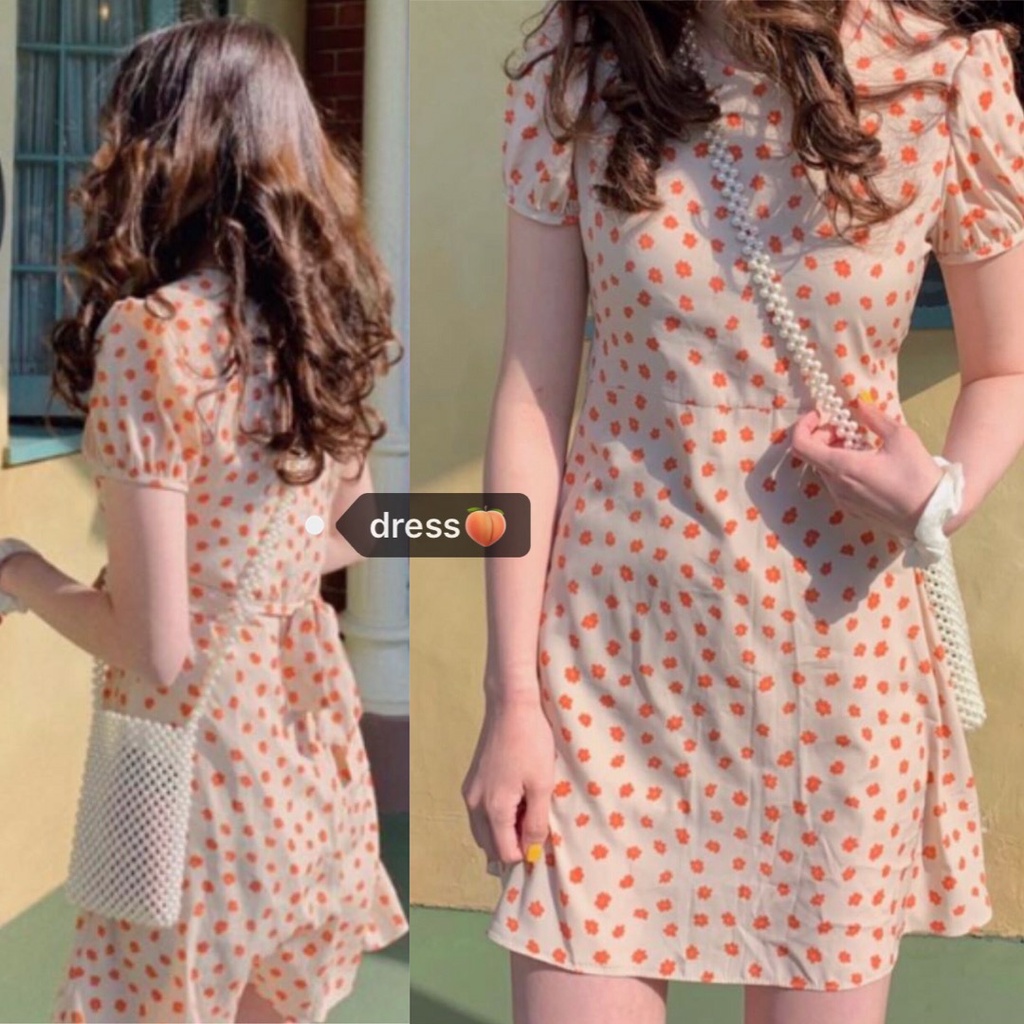 Đầm Ôm Eo Buộc Dây Màu Hồng Đào Kiểu Retro Hàn Quốc Cho Nữ