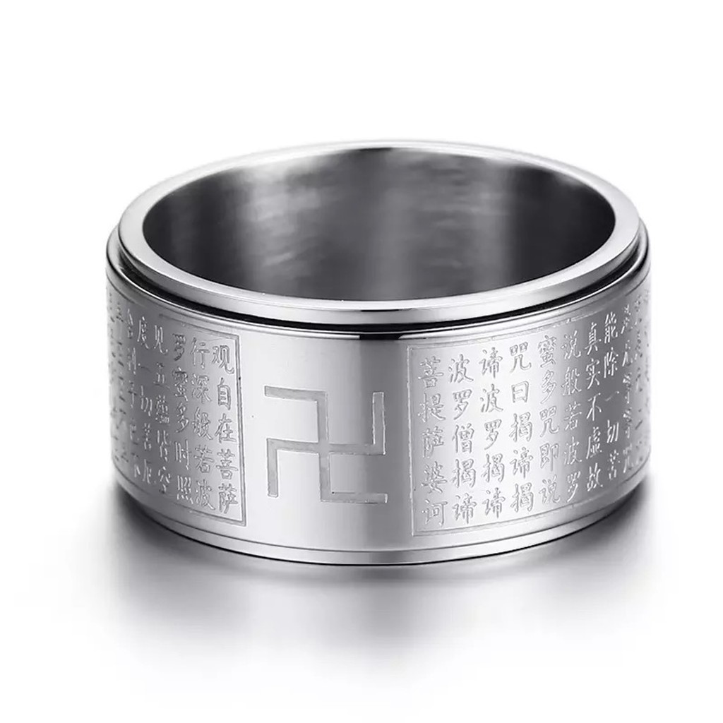 Nhẫn bát nhã tâm kinh cao cấp - sang trọng làm bằng Titanium đủ size