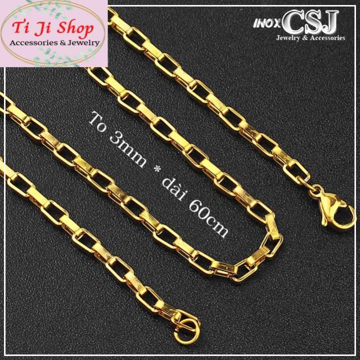 DÂY CHUYỀN NAM INOX MẠ VÀNG HÌNH VUÔNG 3LY đẹp mà chất