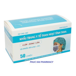 Khẩu trang y tế tiệt trùng than hoạt tính Tân Á-  hộp 50 cái