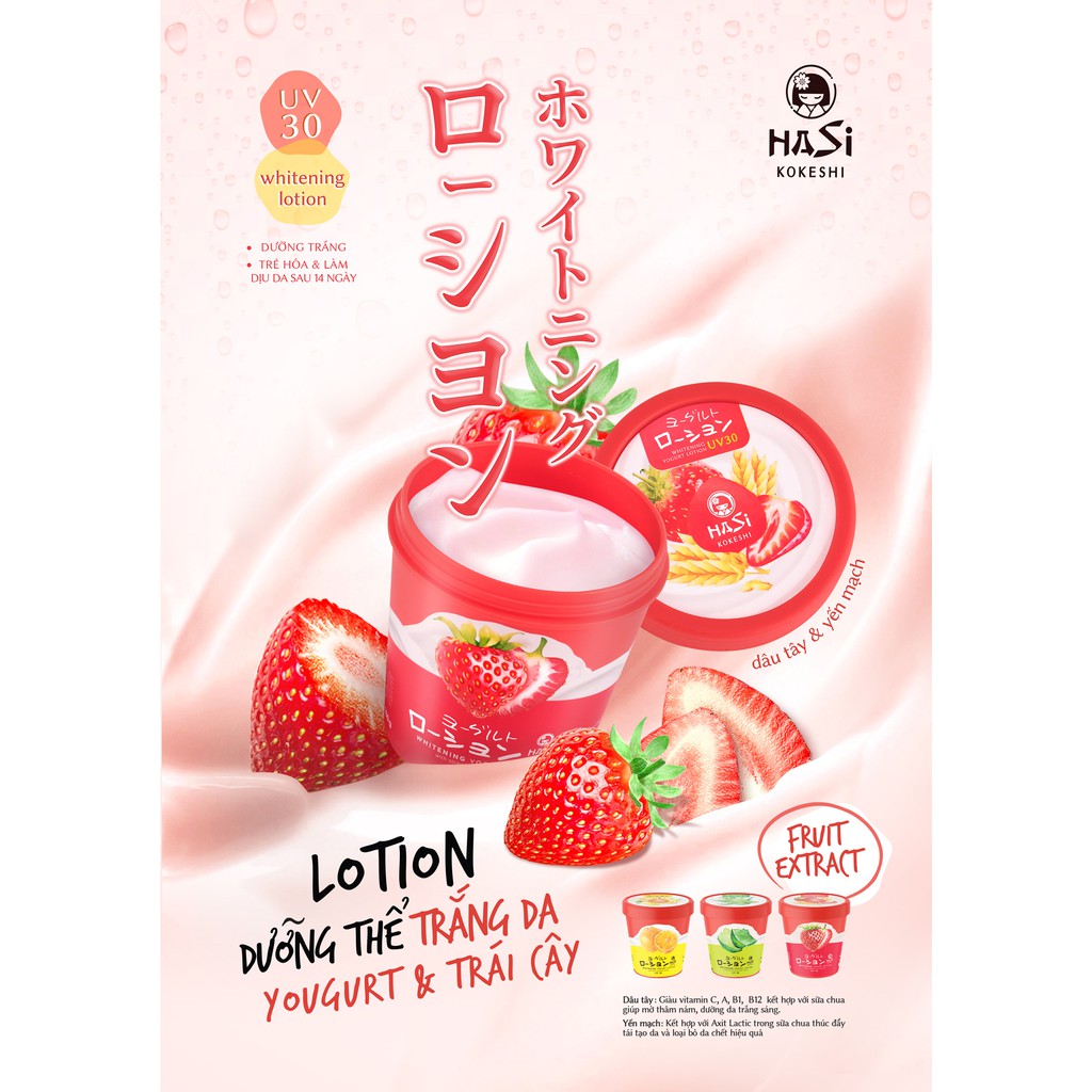 LOTION DƯỠNG THỂ TRẮNG DA YOGURT & TRÁI CÂY HASI WHITENING YOGURT LOTION UV30 | BigBuy360 - bigbuy360.vn