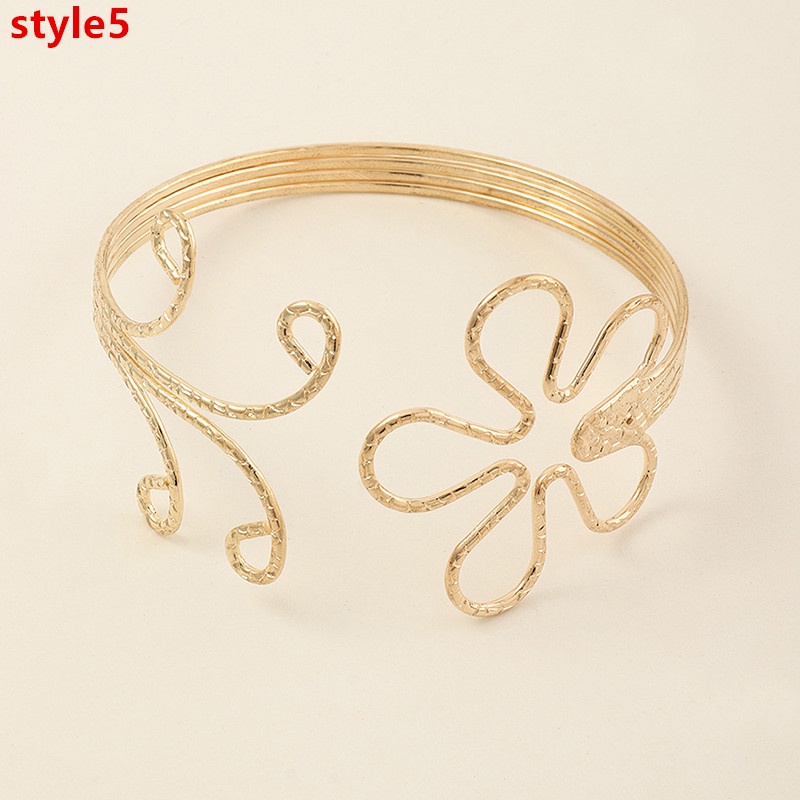 [QLQL] Vòng Tay Kim Loại Họa Tiết Hình Học Khoét Rỗng Họa Tiết Lá Bướm Bohemian Quyến Rũ