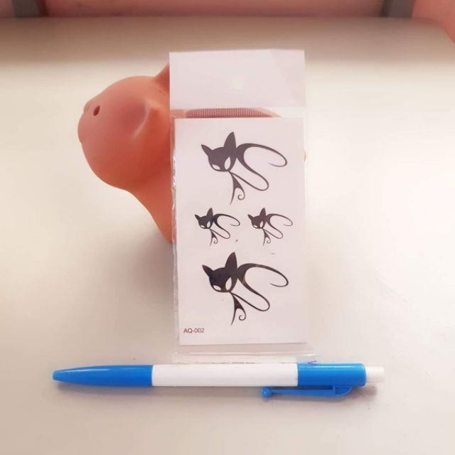 Hình xăm dán mèo tốc độ.Xăm dán tatoo mini tạm thời, size &lt;10x6cm