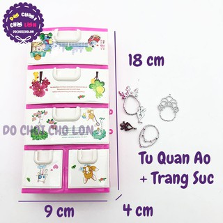 Bộ đồ chơi tủ quần áo 4 tầng + trang sức cho bé bằng nhựa