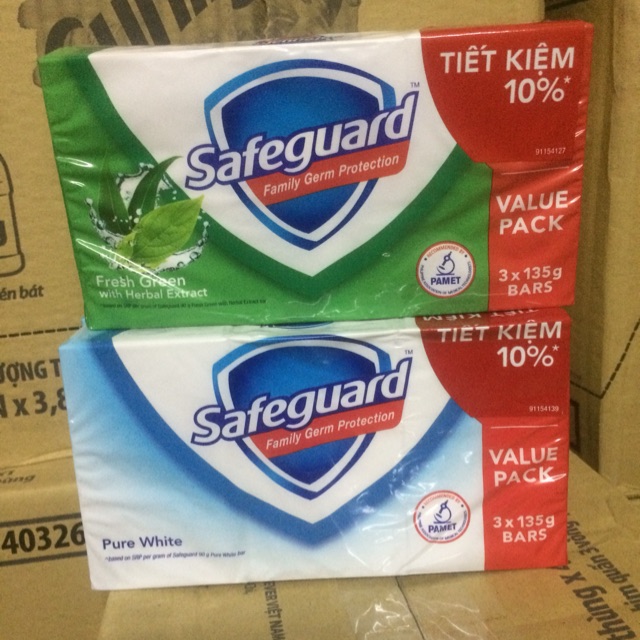 Vỉ 3 bánh xà bông safeguard 130g