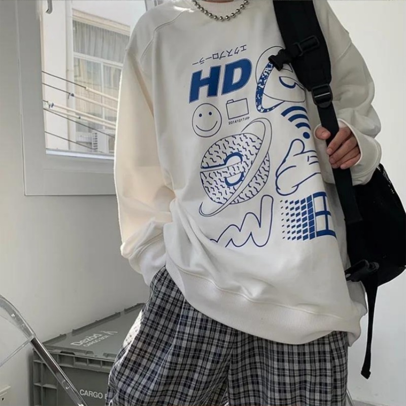 Áo sweater Cổ Tròn Tay Dài Dáng Rộng Lót Nhung Thời Trang Thu Đông Hàn Quốc 2022