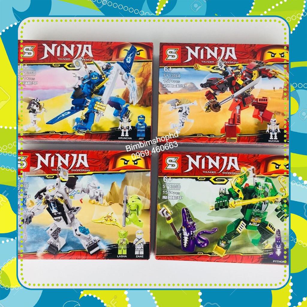 [Đồ Chơi Giá Rẻ] Ninjago Chiến Binh Ninja Robot Chiến đấu Siêu Đẹp. Lego Xếp hình Siêu Nhân cho bé trai ( Combo 4 Hộp )