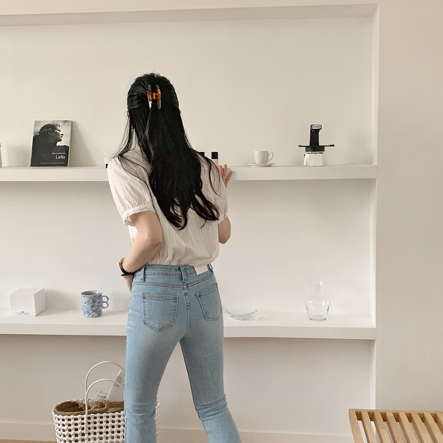 SUXI Áo Sơ Mi Tay Ngắn Dáng Rộng Cổ Búp Bê Màu Sắc Ngọt Ngào Thời Trang Mùa Hè Dành Cho Nữ