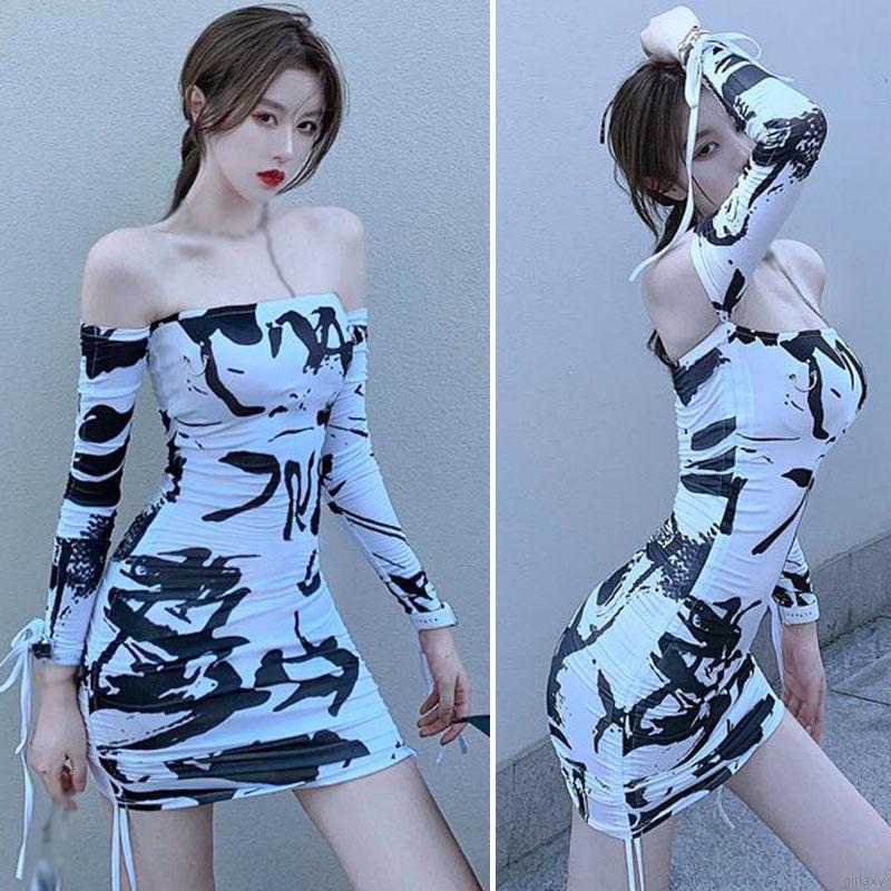 Đầm tay dài thiết kế trễ vai phong cách hàn quốc gợi cảm