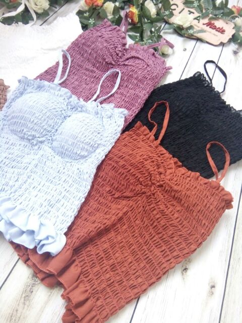 Áo hai dây bánh bèo có sẵn mút ngực nhiều màu HÌNH THẬT - AD129 | BigBuy360 - bigbuy360.vn