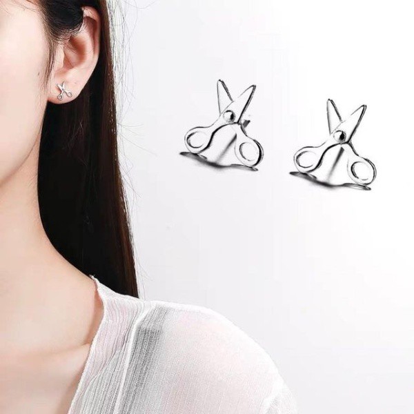 Khuyên Tai Bạc CaoBac Jewellery Cho Nữ Đơn Giản Hình Chiếc Kéo Basic