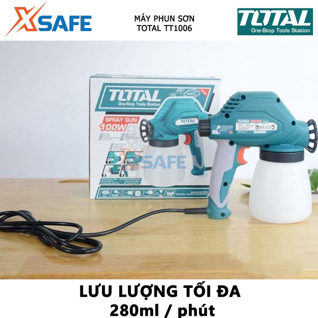 Máy phun sơn TOTAL TT1006 Súng phun sơn điện thế 220-240V, nhựa cao cấp khả năng cách điện cao, đảm bảo an toàn