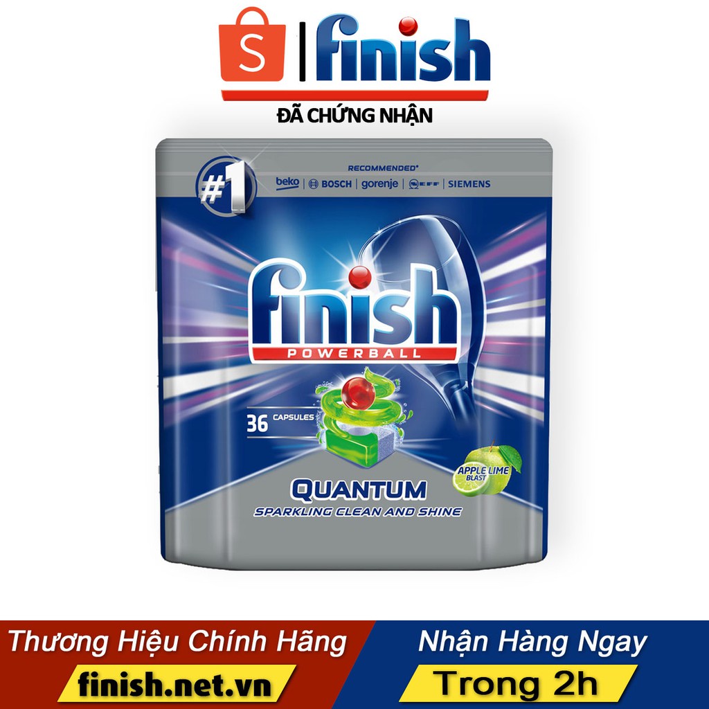 Viên rửa bát Finish Quantum (Hương chanh táo) dành cho máy rửa bát