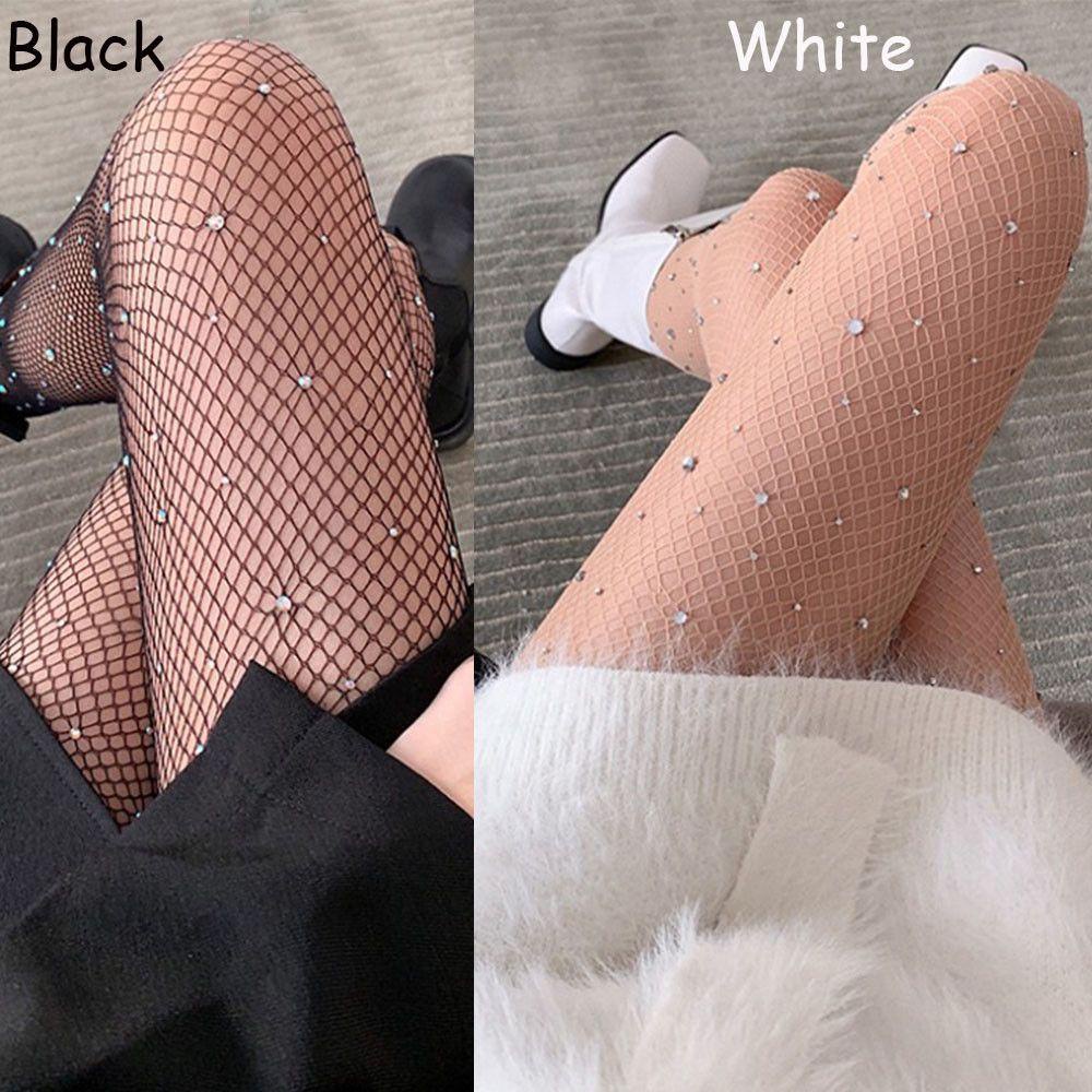 Okdeals Mới Quần Tất Lưới Spandex Lưng Cao Ôm Chân Phối Lưới Màu Đen Gợi Cảm Cho Nữ