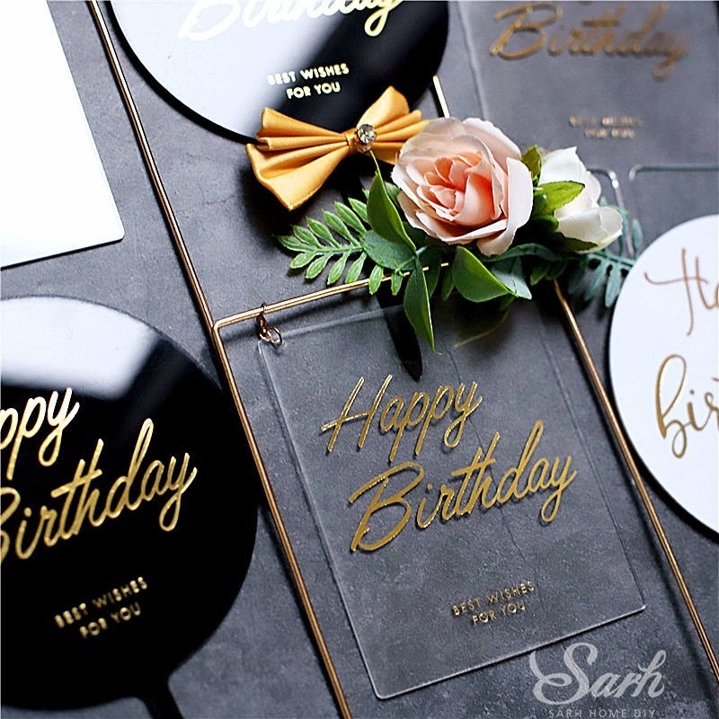 Topper Cắm Trang Trí Bánh Kem Hình Hoa Hồng Trong Suốt