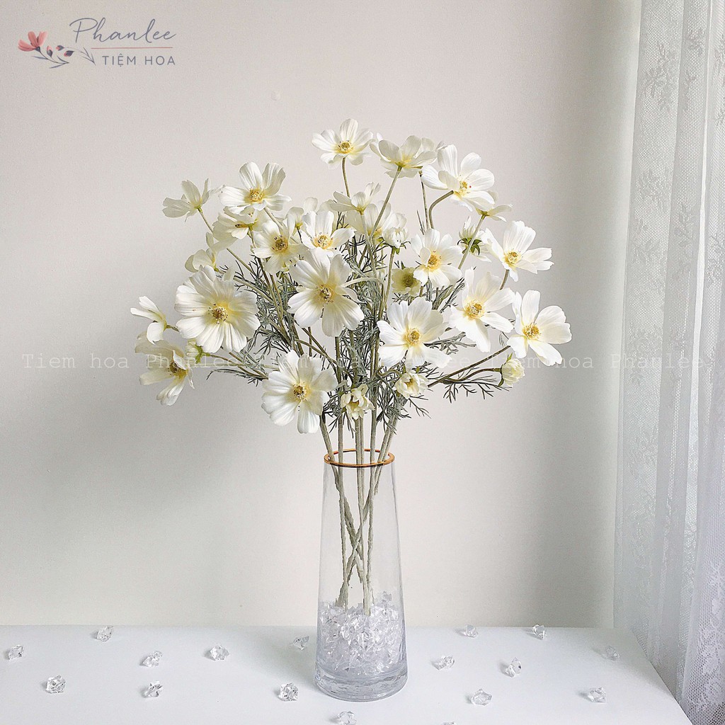 Hoa cúc sao nháy 1 cành 4 bông 2 nụ - Hoa lụa cao cấp, màu sắc nổi bật, phụ kiện chụp ảnh Phanlee