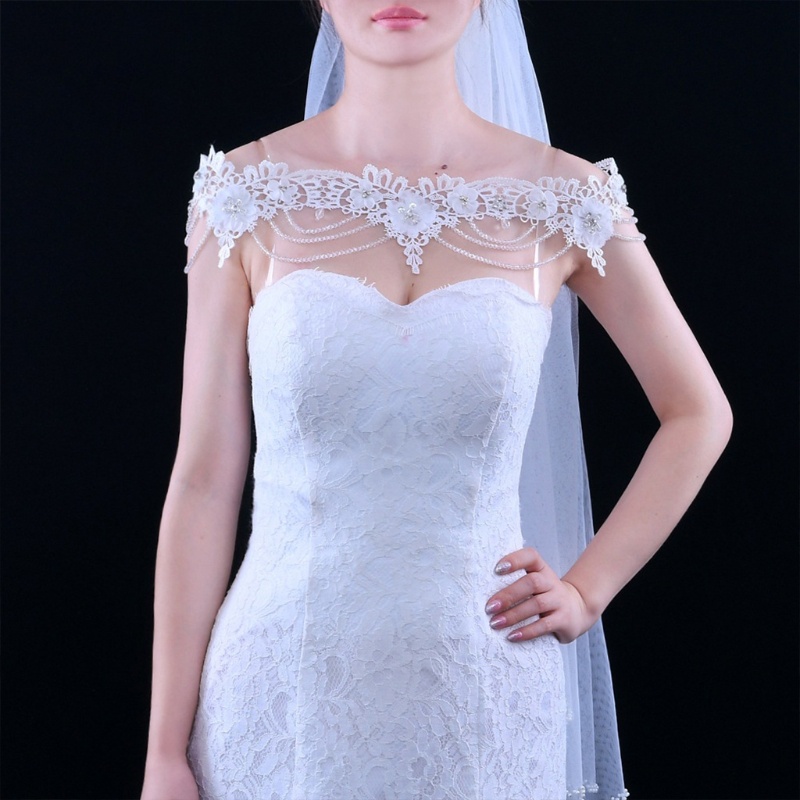 Vòng Cổ Ren Thêu Hoa Đính Hạt Pha Lê Sang Trọng Cho Cô Dâu